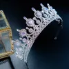 FORSEVEN moda di lusso copricapo da sposa splendido fatto a mano zircone strass corona matrimonio tiara festa fascia gioielli per capelli JL