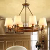 Ljuskronor amerikanska ljuskrona modern brons koppar till sovrum kök vardagsrum tyg lampskärm tak hem belysning