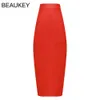 BEAUKEY Bleu Mi-mollet Crayon Bandage Jupe Longue Moulante Femmes Extensible Split En Gros XL Rouge s Chine 210629