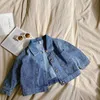 Spring Girls Fashion Denim Short Jackets 1-7 år Kids Casual All-Match Coats Outwears 210708