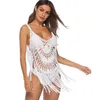 Sexy Summer Women Beach Tank Tops Crochet Tassel Camisole Asymmetry Cover Up Sun Protection Clothing Women's Swimwear