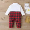 Spring and Autumn Baby Gentleman Plaid Jumpsuit 210528