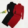 Autumn Winter Women Knitted Dress Turtleneck Sweater Dresses Lady Slim Bodycon Long Sleeve Bottoming Dress Vestidos PP003 210915