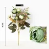 Dekoratif Çiçek Çelenkler 6 Kafa 4 Küçük Tomurcuk Buketi Avrupa Vintage Yapay İpek Gül Düğün Ev Retro Sahte Çiçek Partisi Vazo Dec