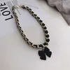 Bowknot Short Chokers Arrival Interspersed with Leather Rope Wide Chain Fashionable Accessories Jewelry Necklace