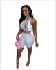 Kvinnor O Neck Sleeveltracksuit Lace Up Slim Two 2 Piece Set Sexig Night Clubwear Sommar Outfits 2021 x0709