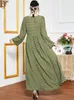 Casual Dresses Siskakia Striped Patchwork Embroidery Maxi Dress Modest Ethnic Long Sleeve Turkey Arabic Autumn 2022 Empire Swing