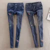 Kvinnor Rhinestones Diamond Leggings Denim Jeans Women Pants Skinny Stretch Plus Size Pencil Slim Vintage Trouser