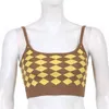 Argyle Print Knit Y2k Camis Strap Crop Top For Girls Summer Clothes Women Vintage Plaid Shirt Sleeveless Tank Female 210510