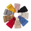 Winter Women Pompom Bonés Forma Beanies Knit Hat Lady Quente Ao Ar Livre Casual Sólido Crochet Caps Beanie