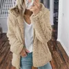 Kvinnors Jackor Kvinnor Höst Vinter Casual Soft Hooded Fleece Plush Warm Female Coat Faux Fur Zip Up Sweatshirts Dam Toppar 2021