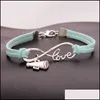 Charms bransoletki biżuteria Cheer Leader Horn życzenie nieskończoność miłość Veet Rope Wrap bransoletka dla kobiet mężczyzn luksusowy prezent sportowy Drop Delivery 2021 Qp6Rt