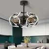 Modern Decorative Led Ceiling Lamps Chandelier Fan Bedroom With Light And Control Fans