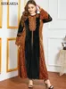 Siskakia Samt Maxikleid für Frauen Winter Indie Folk Stickerei Leopard Patchwork Türkei Arabisch Muslim Kleidung Plus Größe 210319