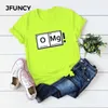 JFUNCY OMG Fun Chemistry Element Periodic Table Graphic Woman Tee Tops 100% Cotton Summer Female T-shirt Plus Size Women Shirts Y0629