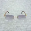 Luxusdesigner Mode Sonnenbrille 20% Rabatt auf natürliche Holz Männer Schwarze weiße Büffel Horn Eimerar Frauen Accessoires Oculos Shade Randless Brille für Outdoor