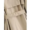ZA Women Fashion met riem met dubbele borsten trench jas vintage zakken met lange mouwen vrouwelijke bovenkleding chic overjas 210915
