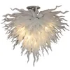 Härlig mjölkvita glashänge lampor LED-lampor Chihuly handblåst Borocilicate Glass-Chandelier Lighting Wedding Home Decoration 28 tum