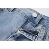 [EAM] Jeans a gamba larga in denim casual tasca blu a vita alta pantaloni larghi da donna moda primavera estate 1DD7921 210512