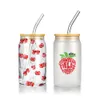12oz 16oz Print DIY Sublimation Glass Beer Mugs Glass Water Bottle Beer Can Tumbler Drinking Glasses With Bamboo Lid And Reusable Straw Iced Coffee