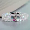 Dam Fashion Justerbar Armband Fluorescerande sten Beaded Silver Color Crown Shape Koppar Inlagda Zircon Dekorativt Armband