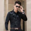 Luxus Chinesischen Drachen Bronzing Samt Hemd Männer Marke Slim Fit Langarm Herren Hemden Velour Casual Camisas 3XL 210522