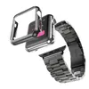 2 in 1 Straps 316L Stainless Steel Watchband Fit Apple Watch Ultra 49mm 41mm 45mm 42mm 38mm 44mm 40mm Plating Cover for iWatch Series 8 7 6 SE 5 4 3 Strap Bracelet Case Set