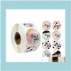 Lijmstickers Tapes Office School STATIES ZAKELIJKE INDUSTRIￋLE kleuren 500 stks/Roll 10 Styles Flowers Heart Dankje Sticker Scrapbooki