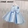 Summer Teenagers Girls Dress Sleeveless Solid Color Bow Cute Style Party 1st Birthday Dresses for Weddings E121 210610