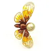 Pins, broches Designer vintage laranja esmalte borboleta broche ouro tone claro cz imitado pérola deco marrom corpo pins cachecol acessório