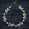 Vintage Freshwater Pearls Gold Leaf Opal Wedding Hair Band Headband Tiara Bridal Headpiece Accessories Women Jewelry 210707