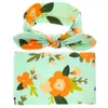 Newborn Baby Swaddling Blankets with Bunny Ear Headbands Infant Floral Swaddle Wrap Blanket Hairbands Cotton cloth Set for toddler BHB11