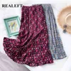 Spring Summer Elegant Floral Leopard Print Tulle Mi-long Pleated Skirts Women's High Waist Loose Skirt Female 210428