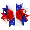 Hårtillbehör 4 juli US Independence Day Baby Star Stripe National Flag Bowknot Girls Hairclips M3477