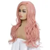 24 inches Big Curly Synthetic Wig Pink Color High Temperature Fiber Pelucas Simulation Human Hair Wigs WIG-139