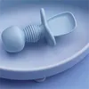 100% Żywność Zatwierdź Silikonowe Naczynia Dla Dzieci Z Plaski Plaski Plate I Płyta Portable Widelec Spoon Kids Food Bowl Set Dropshipping 1946 Y2