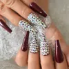 Unghie finte 24 pezzi extra lunghe con diamanti interi bara ballerina nail art copertura completa festa affascinante set all'ingrosso Prud22