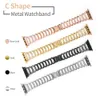 Diamond Studded Metal Strap For Apple Watch band 44mm 42mm 40mm 38mm Jewelry Bracelet C Type Wristband Iwatch Series 6 5 4 SE Watchband Smart Accessories