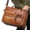 Men Business Travel Genuine Leather Handbags Large A4 Office Laptop Messenger Shoulder Bags