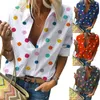 Polka Dot Bluse Frauen Drehen Unten Kragen Langarm Shirts Plus Größe Kleidung Streetwear Weiße Bluse Frauen Xxl 220125