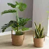 100% Handmade Planter Basket Rattan Flower Pot Indoor Outdoor Garden Plant Pots Cover Decoration Bamboo Storage 211130