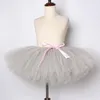 Skirts Gray Girls Tutu Skirt Fluffy Handmade Children Tulle Kids Ballet Dance Pettiskirt Baby Girl Birthday Party 1-14