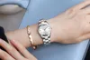 Chronos Kobiety Ze Stali Nierdzewnej Rhinestone Zegarek Srebrny Bransoletka Kwarcowy Wodoodporna Lady Biznes Watches Analogowy Różowy Niebieski Dial
