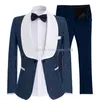Handsome One Button Groomsmen Shawl Lapel Groom Tuxedos Man Suit Mens Wedding Suits Bridegroom (Jacket+Pants+Tie) A220