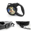 SEA Sublimation Retractable Dog Leashes Blanks White lead Pets Cats Puppy Leash Automatic Retracted Black Dogdy Collars Walking Lead for Small and Medium Pet 3 Meter