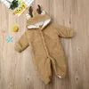 0-18秋冬生まれた幼児の赤ちゃん女の子男の子ロンパースクリスマス鹿ジャンプスーツ暖かい豪華な長袖の服210515