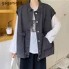 Vår Höst Denim Vest Kvinnor Casual Solid Fickor Design Waistcoat Koreanska Chic Loose Outwear Kvinna Jeans Toppar 210601