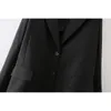 Eleganta kvinnor ihåliga ut blazers mode damer slim lång jacka streetwear kvinnlig chic solid svart fickrockar 210430