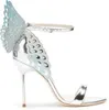 2021 エヴァンジェリン天使の翼サンダルプラスサイズ 42 本革女性の結婚式のピンクグリッター靴セクシーガール蝶サンダル