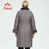 アストリッドウィンターウィンター女性のコート女性長い暖かいパーカーチェック柄ジャケットのウサギの毛皮のフード大型サイズの女性服FR-2040 210910
